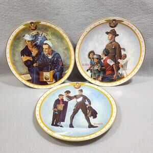 3 Plates from Home of the Brave Collectors Decorative Plate By Norman Rockwell